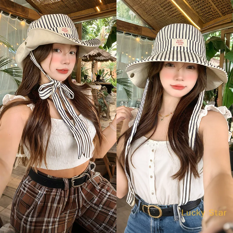 Reversible Cotton Bucket Hat Summer Outdoor Striped Fisherman Hats Women Large Brim Foldable Sunscreen Beach Sun Hats
Reversible Cotton Bucket Hat Summer Outdoor Striped Fisherman Hats Women Large Brim Foldable Sunscreen Beach Sun Hats