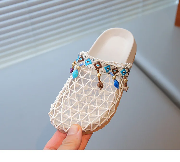 Kids Mesh Shoes Girls Hollow Out Cover Toes Slingback Sandals Bohemian Bead Slippers 2025 Summer Child Barefoot Shoe for 26-36 
Kids Mesh Shoes Girls Hollow Out Cover Toes Slingback Sandals Bohemian Bead Slippers 2025 Summer Child Barefoot Shoe for 26-36