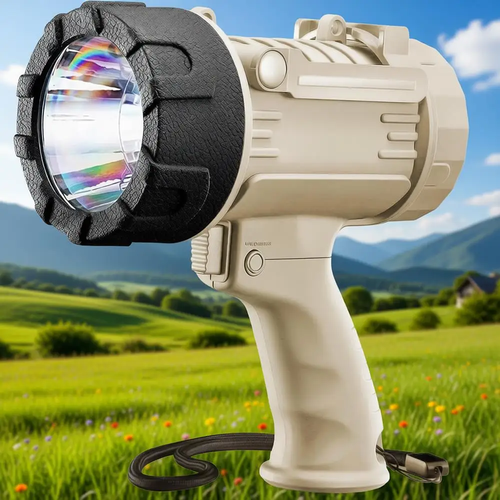 Rechargeable 1000000 Lumen LED Spotlight, IP67 Waterproof, Impact Resistant, with Adjustable Stand and Red Lens
Rechargeable 1000000 Lumen LED Spotlight, IP67 Waterproof, Impact Resistant, with Adjustable Stand and Red Lens
