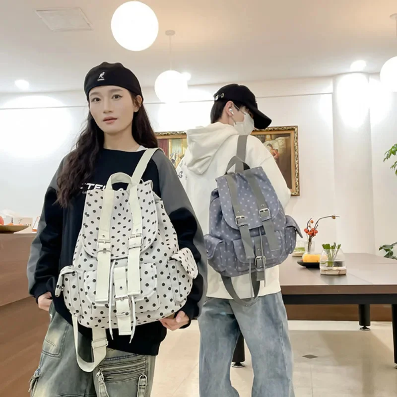 Ins Style Polka Dot Backpack For Women Korean Japanese Casual Large Capacity Travel Shoulder Bag With Multi Pocket Design
Ins Style Polka Dot Backpack For Women Korean Japanese Casual Large Capacity Travel Shoulder Bag With Multi Pocket Design