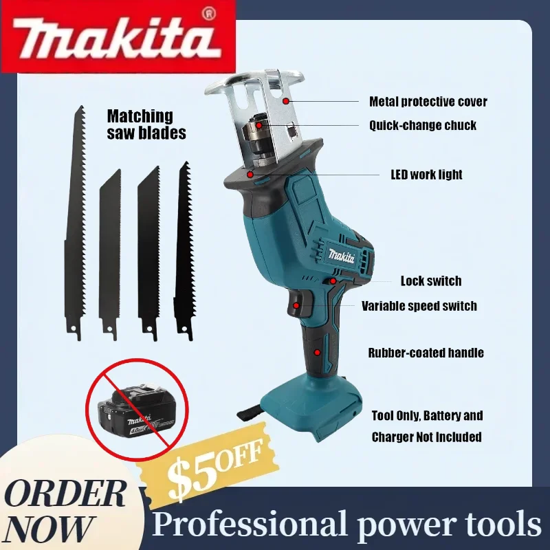 Makita 18V Lithium Ion Cordless Reciprocating Saw Handheld Portable Electric Saw Wood Steel Pipe Cutting Power Tool
Makita 18V Lithium Ion Cordless Reciprocating Saw Handheld Portable Electric Saw Wood Steel Pipe Cutting Power Tool