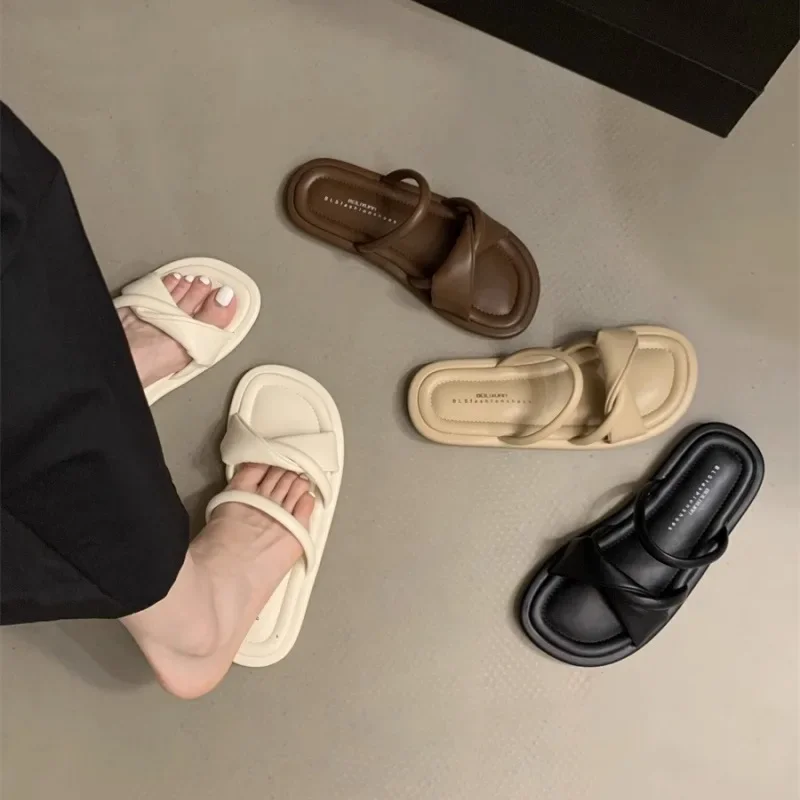 Stylish Leather Ladies Summer Slippers for Women Cacual Flat Sandals for Outdoor Comfortable Shoes for ladies with Soft Soles
Stylish Leather Ladies Summer Slippers for Women Cacual Flat Sandals for Outdoor Comfortable Shoes for ladies with Soft Soles