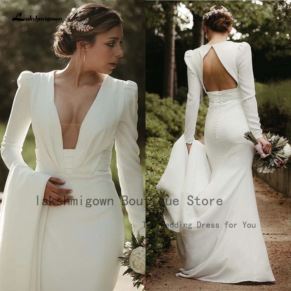 Lakshmigown Vintage Women White Mermaid Wedding Gowns 2023 Vestidos Elegant Bridal Crepe Satin Boho Dress 3/4 Sleeves
Lakshmigown Vintage Women White Mermaid Wedding Gowns 2023 Vestidos Elegant Bridal Crepe Satin Boho Dress 3/4 Sleeves