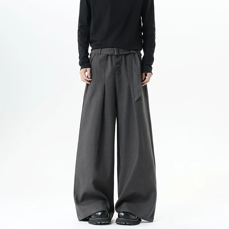 Мужские брюки-костюмные штаны оверсайз, модные, с поясом, в корейском стиле, свободные, широкие, для офиса, формальные, серые
Мужские брюки-костюмные штаны оверсайз, модные, с поясом, в корейском стиле, свободные, широкие, для офиса, формальные, серые