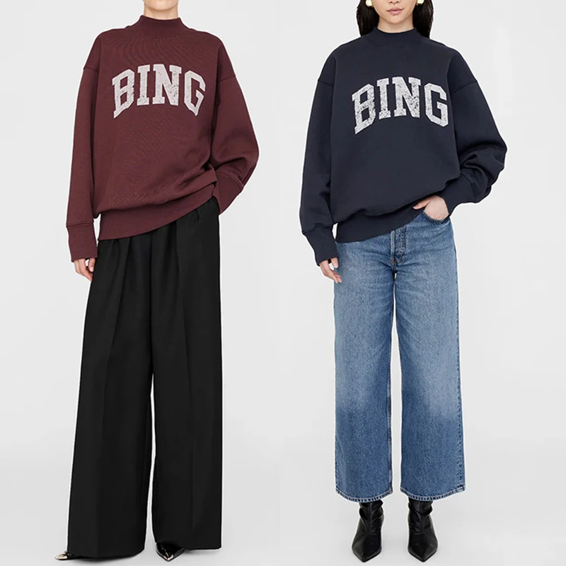 North American niche classic letter BING print interior fleece high neck loose women's hoodie
North American niche classic letter BING print interior fleece high neck loose women's hoodie