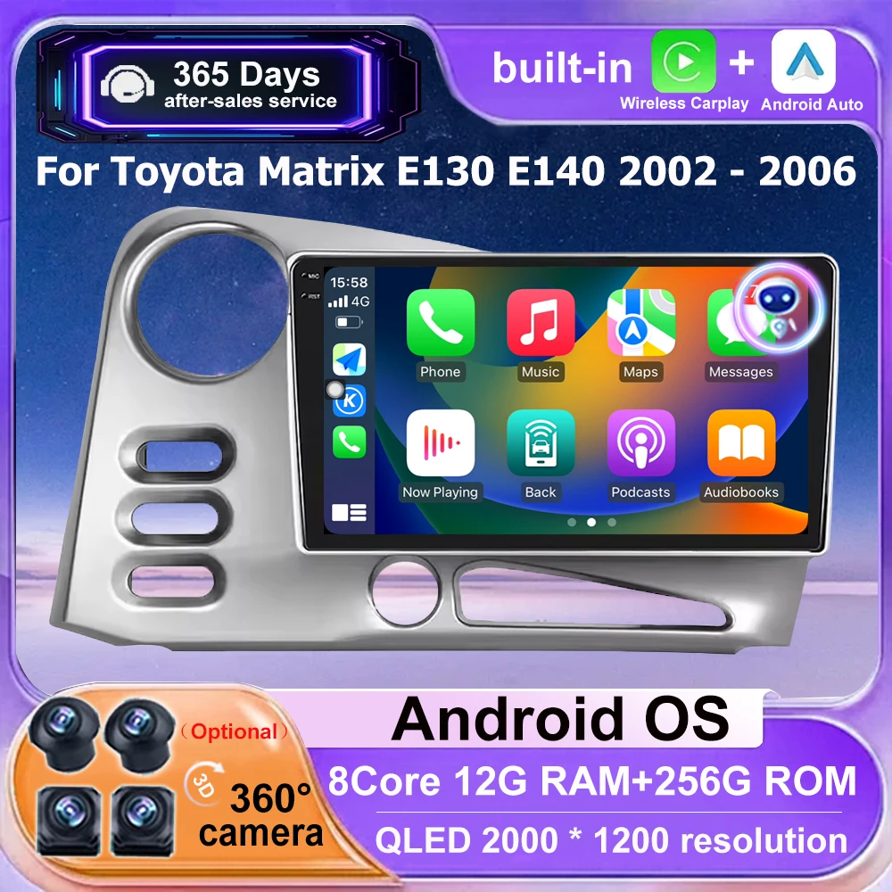 9-дюймовый для Toyota Matrix E130 E140 2002 2003 2004 2005 2006 Android 16 Auto Carplay автомобильный радиоприемник мультимедийный плеер GPS 360 камера
9-дюймовый для Toyota Matrix E130 E140 2002 2003 2004 2005 2006 Android 16 Auto Carplay автомобильный радиоприемник мультимедийный плеер GPS 360 камера