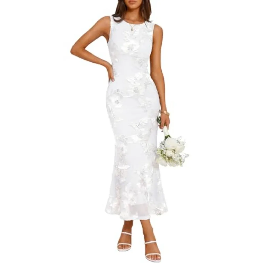 ZESICA Womens 2026 Summer Floral Wedding Guest Midi Dress Sleeveless Mesh Slit Bodycon Formal Cocktail Party Dresses
ZESICA Womens 2026 Summer Floral Wedding Guest Midi Dress Sleeveless Mesh Slit Bodycon Formal Cocktail Party Dresses