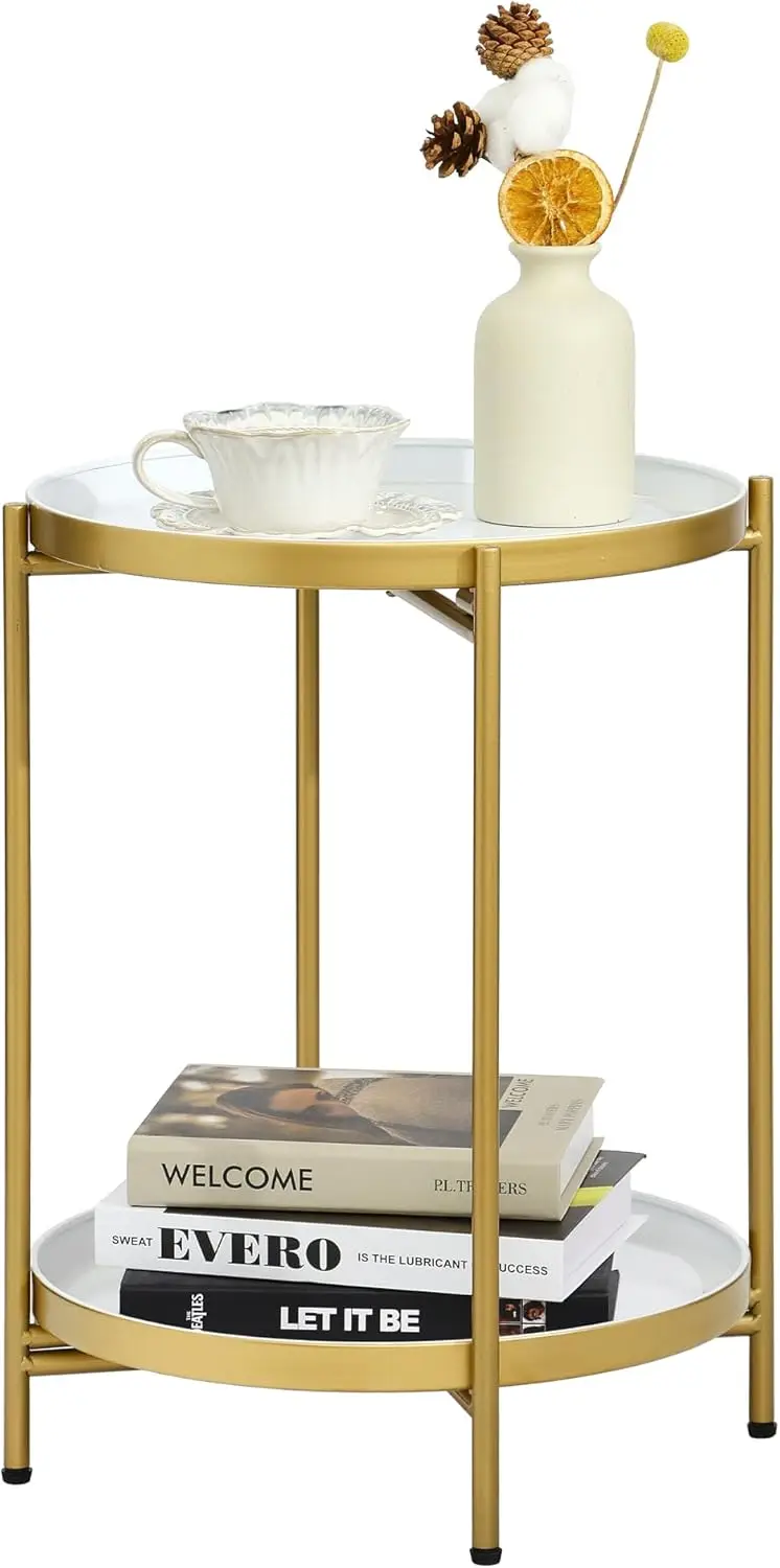 2-Tier Round End Side Table, Small Metal Side Table with Removable Tray, Folding Accent Tables for Living Room, Balcony, Nigh
2-Tier Round End Side Table, Small Metal Side Table with Removable Tray, Folding Accent Tables for Living Room, Balcony, Nigh