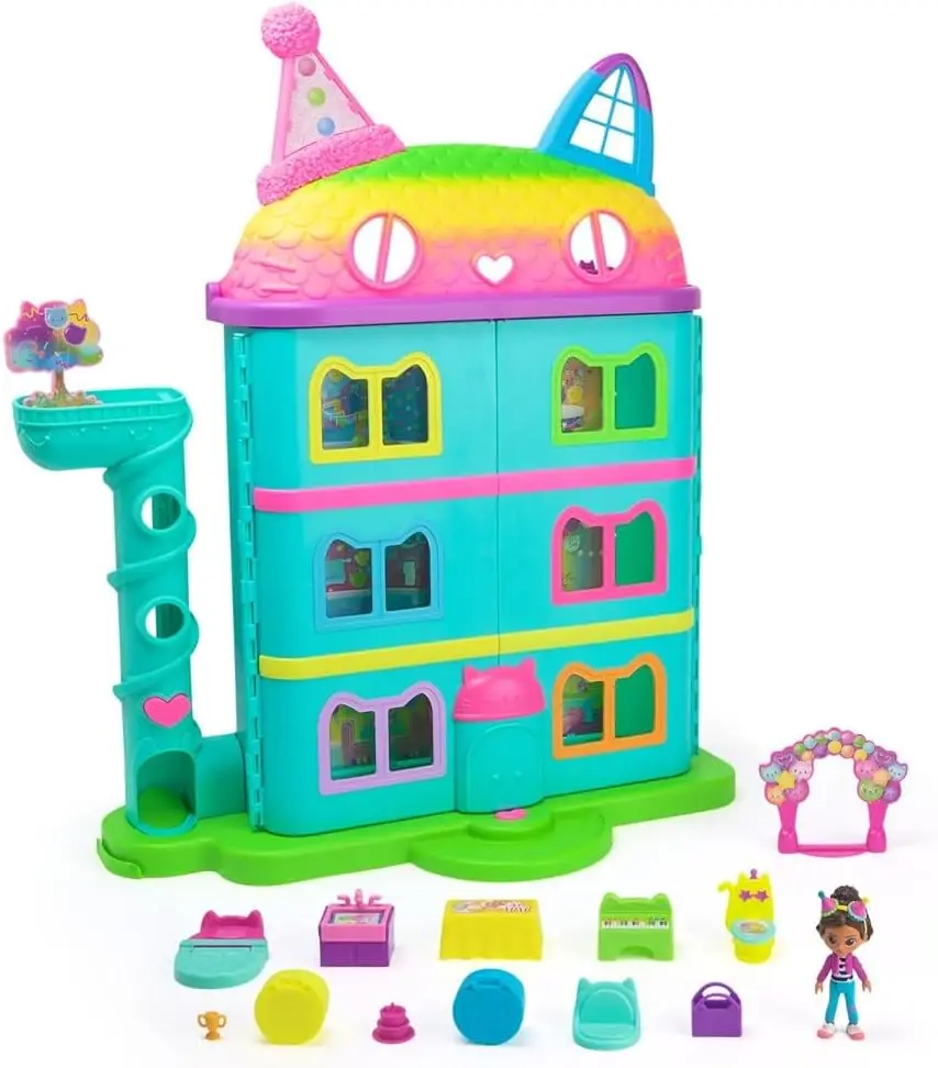 15-Piece Celebration Dollhouse, 25-Inches Tall with Toy Figures, Furniture & Sounds for Kids Ages 3+
15-Piece Celebration Dollhouse, 25-Inches Tall with Toy Figures, Furniture & Sounds for Kids Ages 3+