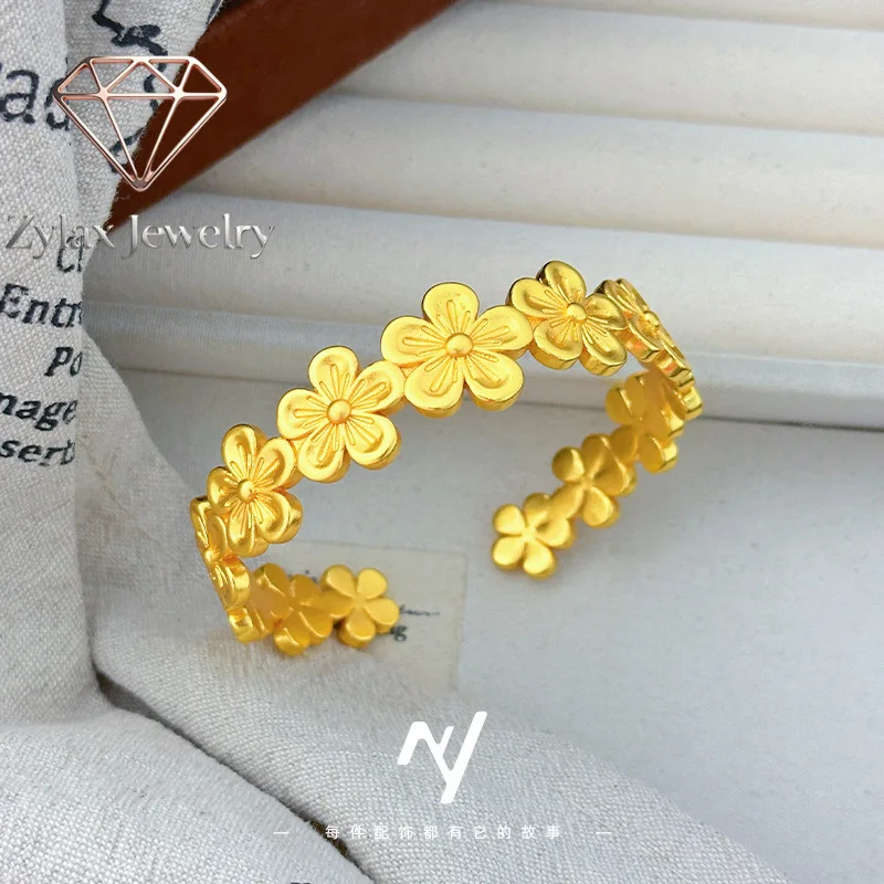 Zylax Jewelry Luxury 24K 9999 Pure Gold real gold Women's Chinese-style plum blossom peach blossom open bracelet
Zylax Jewelry Luxury 24K 9999 Pure Gold real gold Women's Chinese-style plum blossom peach blossom open bracelet