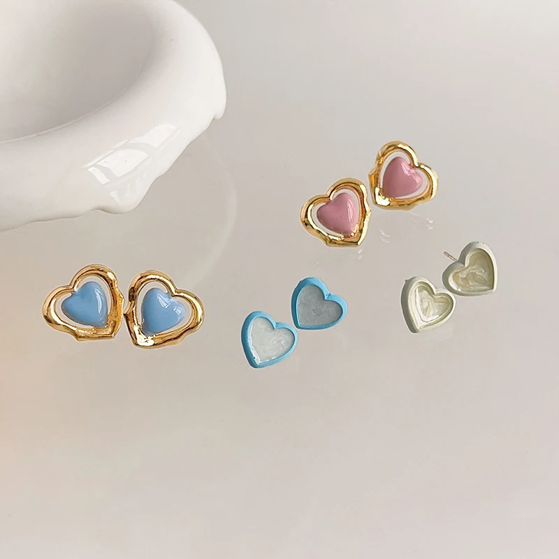 Real 925 Sterling Silver 18K Gold Enamel Heart Stud Earrings For Women Cute Fine Jewelry Small Niche Luxury Advance Accessories
Real 925 Sterling Silver 18K Gold Enamel Heart Stud Earrings For Women Cute Fine Jewelry Small Niche Luxury Advance Accessories