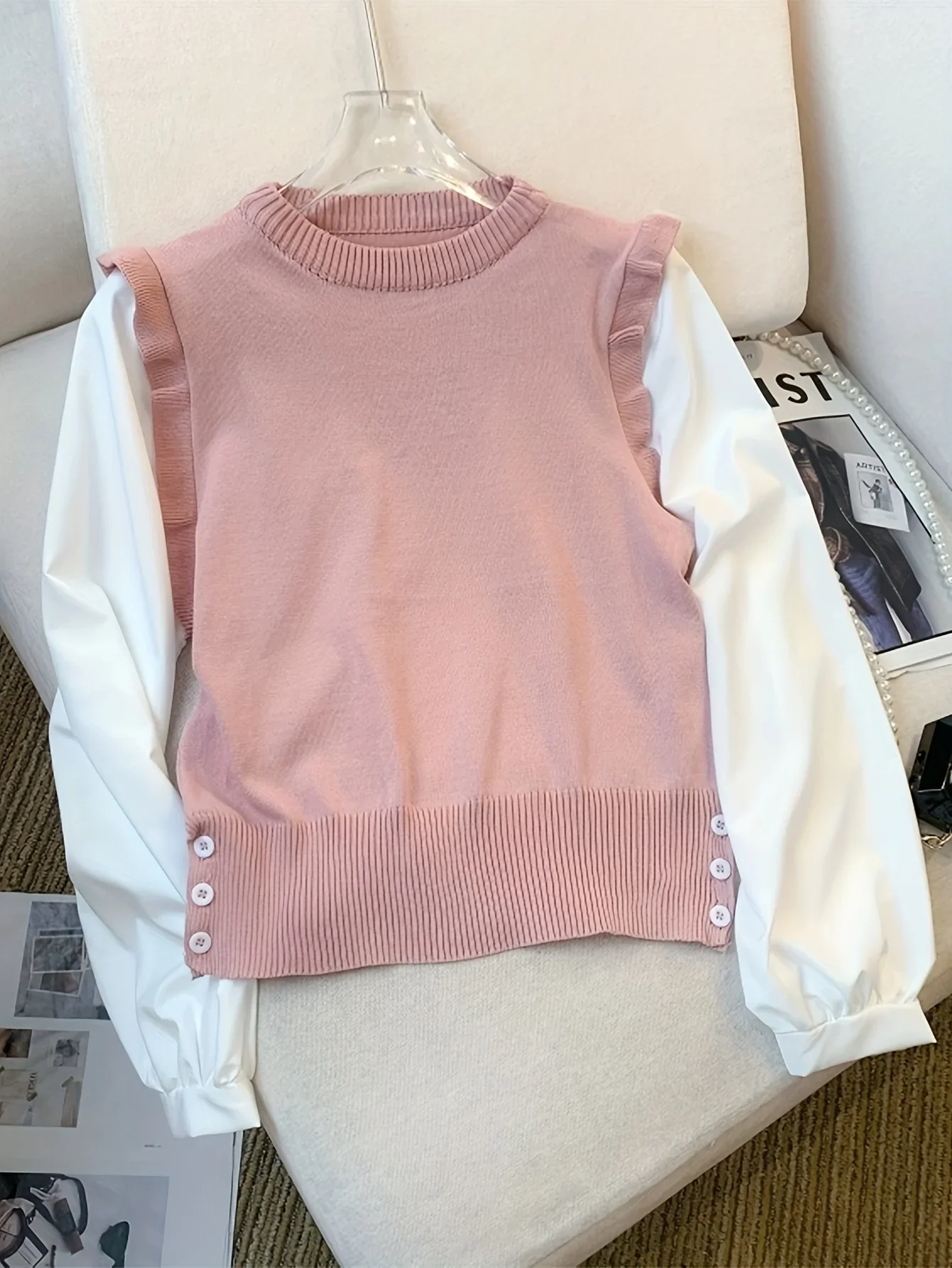 2024 Pink New 2 In 1 Lettuce Trim Knitted Pullover Sweater Casual Long Sleeve Sweater For Fall Winter Women's Clothing
2024 Pink New 2 In 1 Lettuce Trim Knitted Pullover Sweater Casual Long Sleeve Sweater For Fall Winter Women's Clothing
