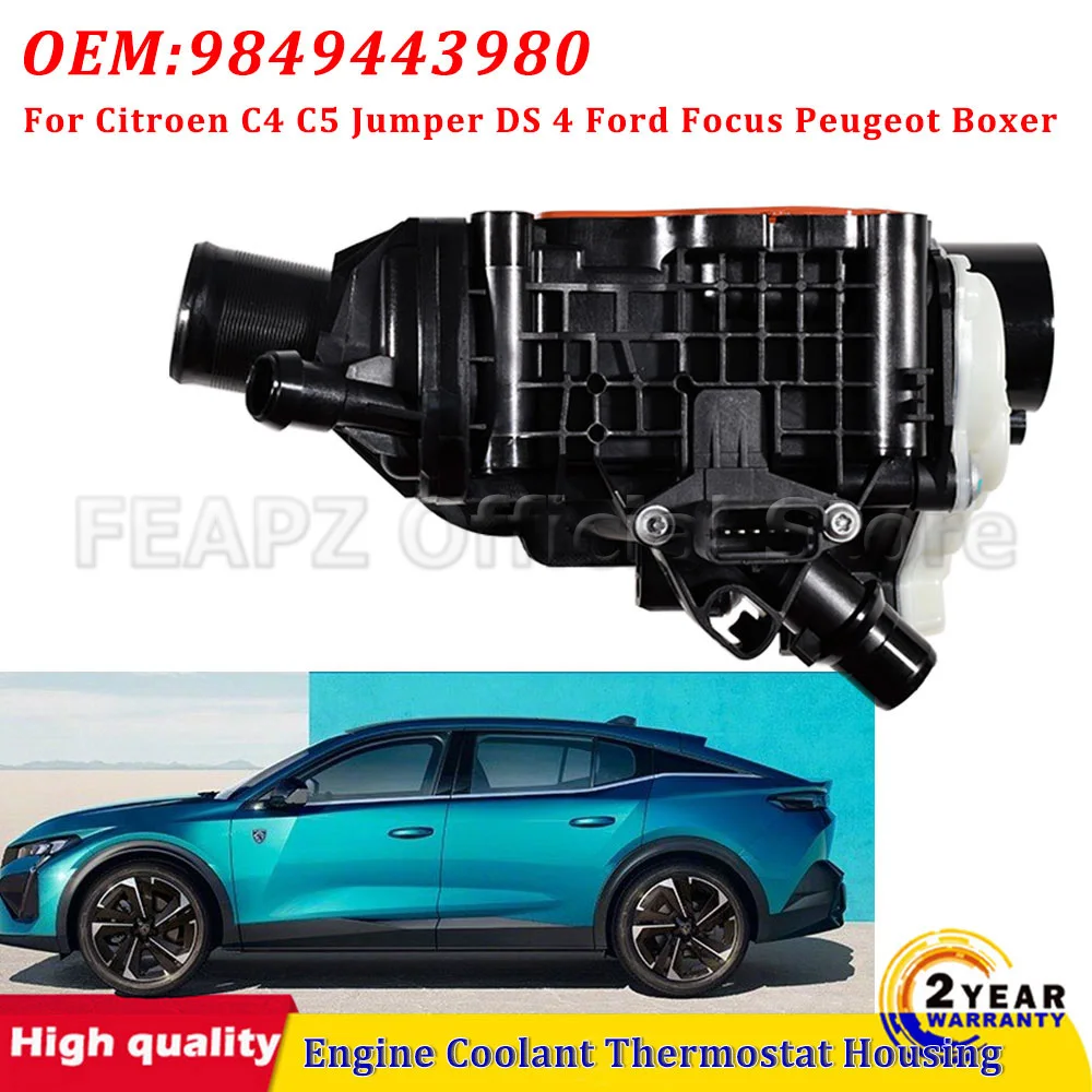 For Citroen C4 C5 Jumper DS 4 Ford Focus Peugeot Boxer 9849443980 High Quelity Black Engine Coolant Thermostat Housing
For Citroen C4 C5 Jumper DS 4 Ford Focus Peugeot Boxer 9849443980 High Quelity Black Engine Coolant Thermostat Housing