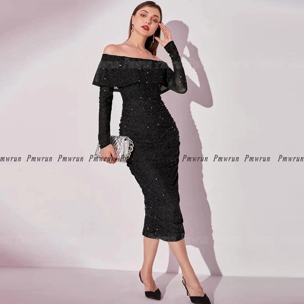 Sexy Long Sleeve Prom Dresses Off Shoulder Black Formal Plus Size Mermaid Evening Party Gown For Woman Custom Tea Length Pageant
Sexy Long Sleeve Prom Dresses Off Shoulder Black Formal Plus Size Mermaid Evening Party Gown For Woman Custom Tea Length Pageant