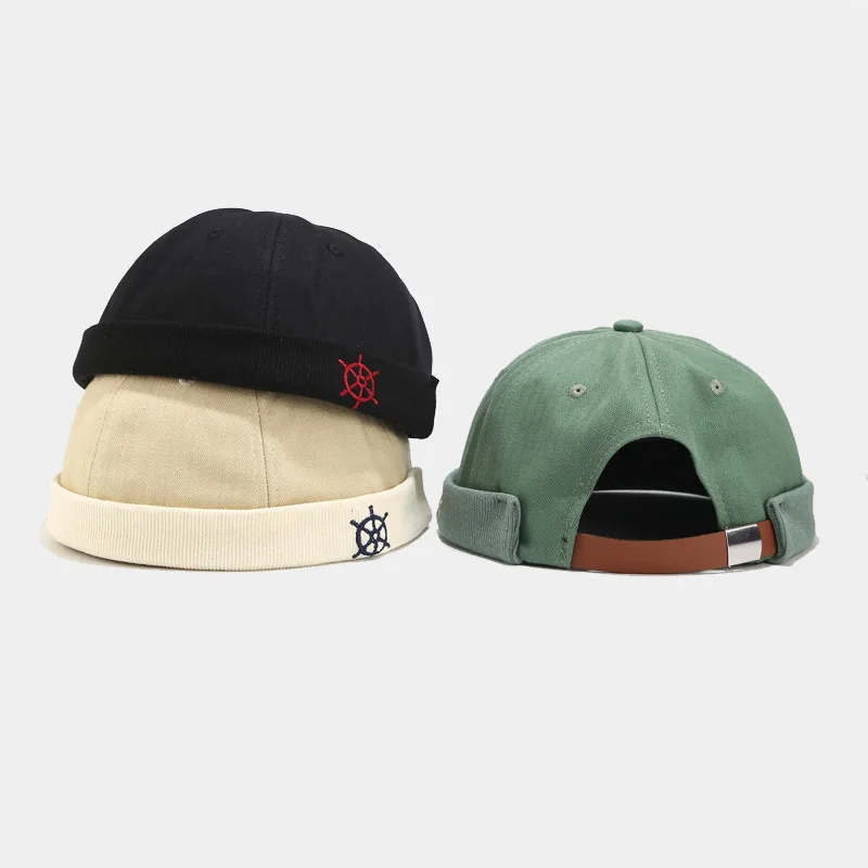 Rudder Embroidery Pattern Sailor Cap Rolled Cuff Retro Brimless Hat
Rudder Embroidery Pattern Sailor Cap Rolled Cuff Retro Brimless Hat