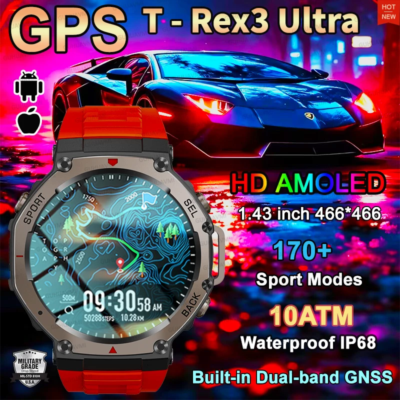 For Huawei Xiaomi Popular Outdoors Smart Watch T-Rex 3 Bulit-in GPS Compass Altimeter 10 ATM IP69K Waterproof AMOLED Smart Watch
For Huawei Xiaomi Popular Outdoors Smart Watch T-Rex 3 Bulit-in GPS Compass Altimeter 10 ATM IP69K Waterproof AMOLED Smart Watch