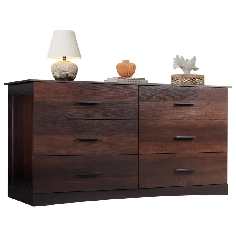 Bedroom wooden dresser, 6-drawer wide chest of drawers, large brown storage tower, wardrobe storage organizer
Bedroom wooden dresser, 6-drawer wide chest of drawers, large brown storage tower, wardrobe storage organizer