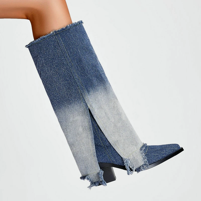 2024 New Denim Women Knee High Boots Block High Heel Autumn Winter Western Tall Boots Woman Shoes Size 41 42 43
2024 New Denim Women Knee High Boots Block High Heel Autumn Winter Western Tall Boots Woman Shoes Size 41 42 43