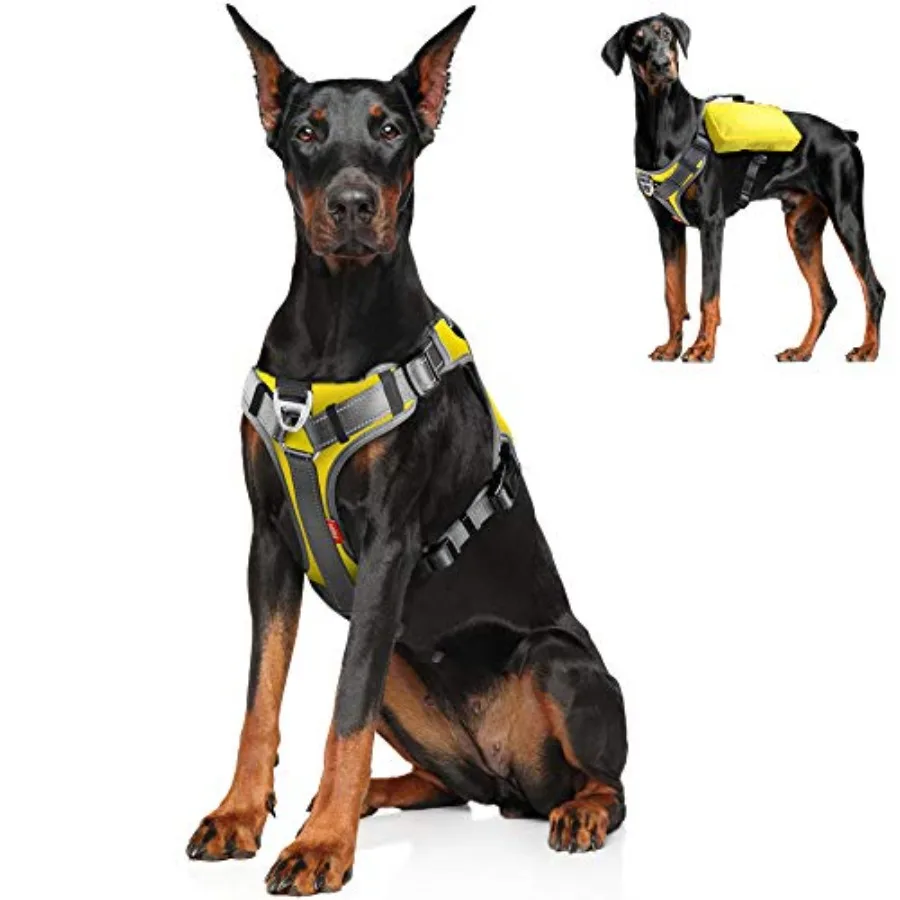 Dog Harness, Multi-Functional No-Pull Pet Vest Harness with Saddle Bags Backpack, Front Leash Clip, Adjustable Soft Padded Refl
Dog Harness, Multi-Functional No-Pull Pet Vest Harness with Saddle Bags Backpack, Front Leash Clip, Adjustable Soft Padded Refl