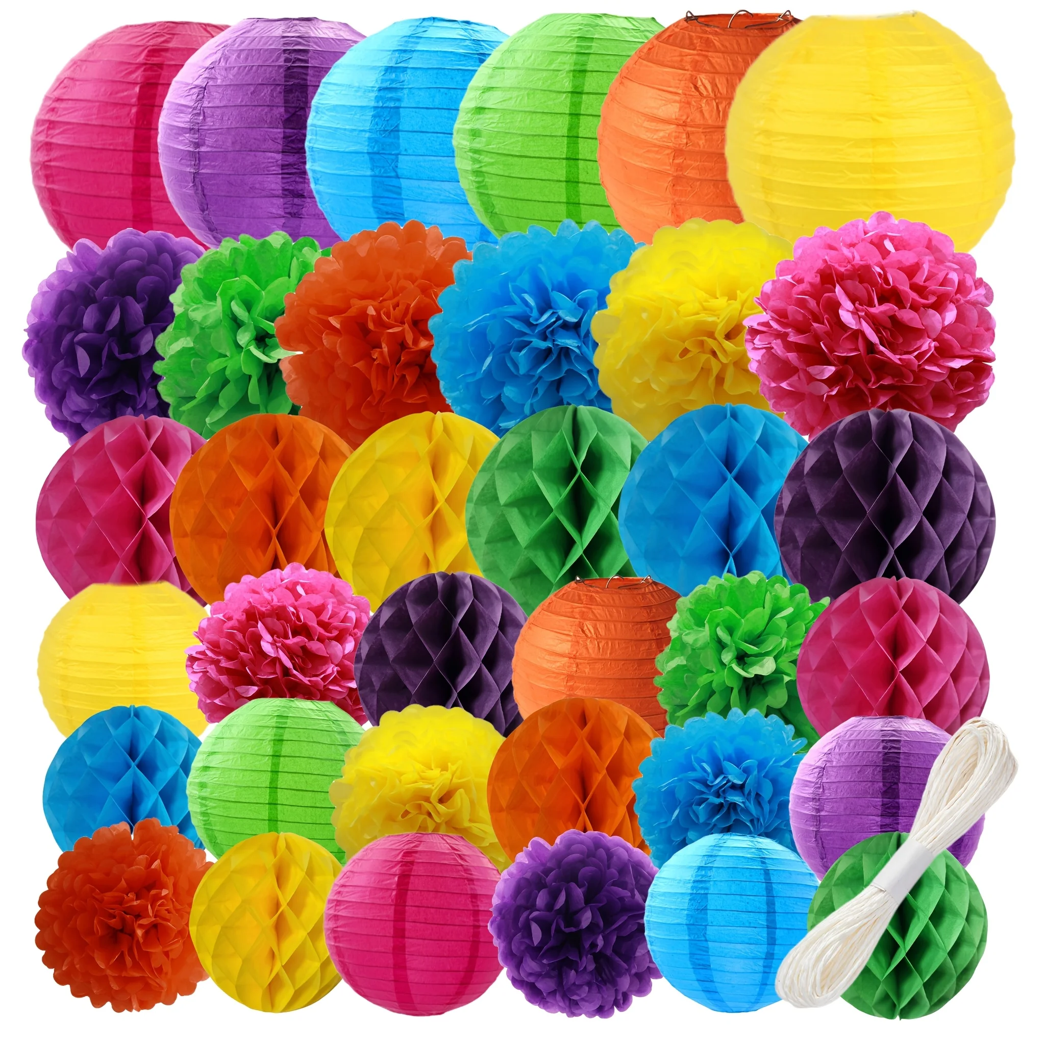 36pcs Paper Lanterns Pompoms Blue, Orange, Green, Yellow, Purple Honeycomb Decor for Weddings Birthdays Mexican Fiestas Decor
36pcs Paper Lanterns Pompoms Blue, Orange, Green, Yellow, Purple Honeycomb Decor for Weddings Birthdays Mexican Fiestas Decor