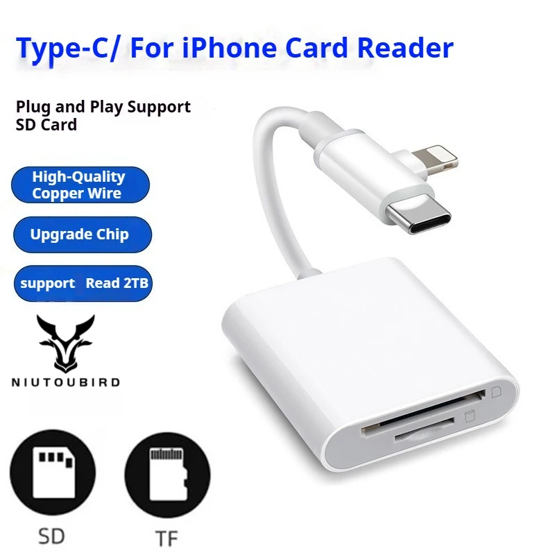 NIUTOUBIRD Dual Interface SD Card Reader for iPhone iPad Mac with USB C Lightning Adapters Apple Devices Memory Card Reader
NIUTOUBIRD Dual Interface SD Card Reader for iPhone iPad Mac with USB C Lightning Adapters Apple Devices Memory Card Reader