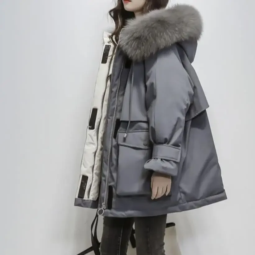 Women's Medium to Long Style New Down Cotton Jacket Women's Loose Thick Big Wool Collar Cotton Jacket
Women's Medium to Long Style New Down Cotton Jacket Women's Loose Thick Big Wool Collar Cotton Jacket