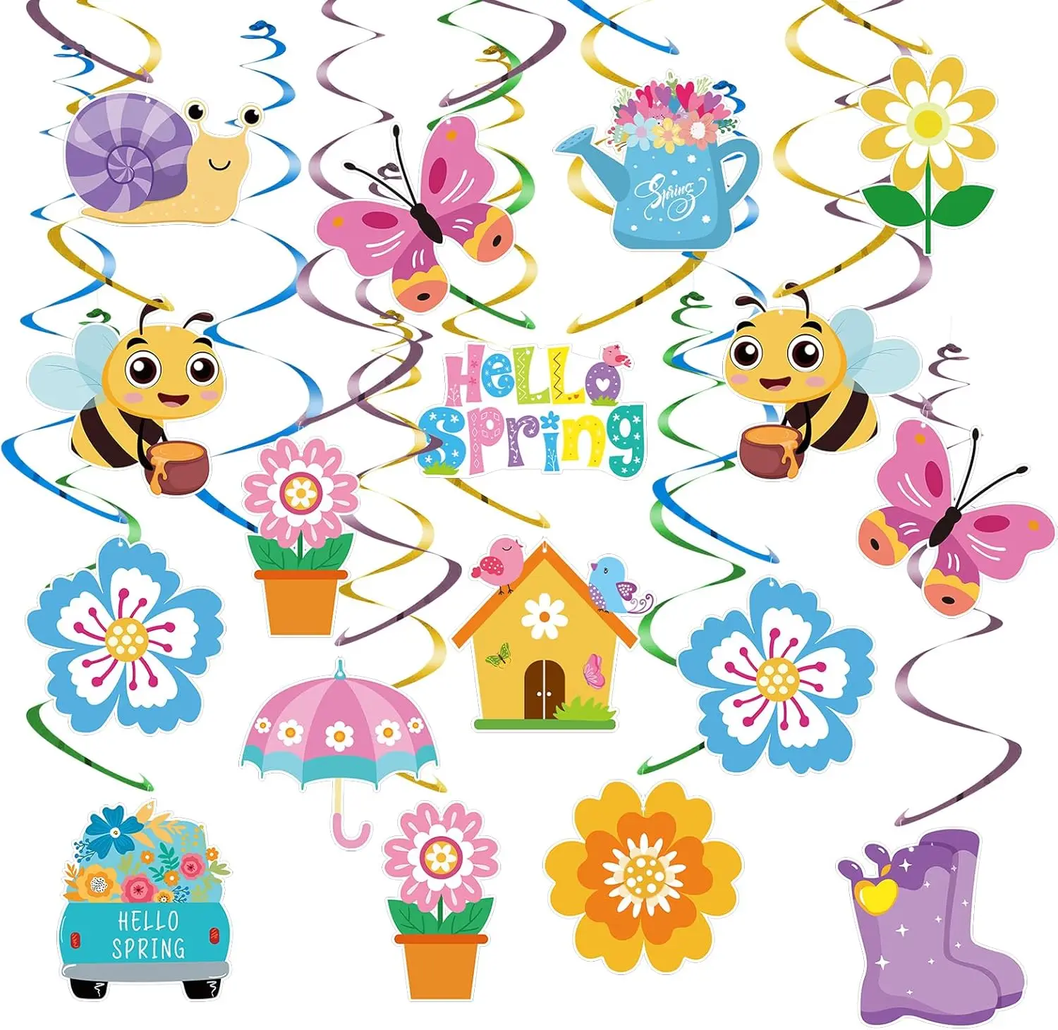 24Pcs Spring Hanging Decorations, Flower Butterfly Swirls for Home Office Classroom Party Ceiling Decor
24Pcs Spring Hanging Decorations, Flower Butterfly Swirls for Home Office Classroom Party Ceiling Decor