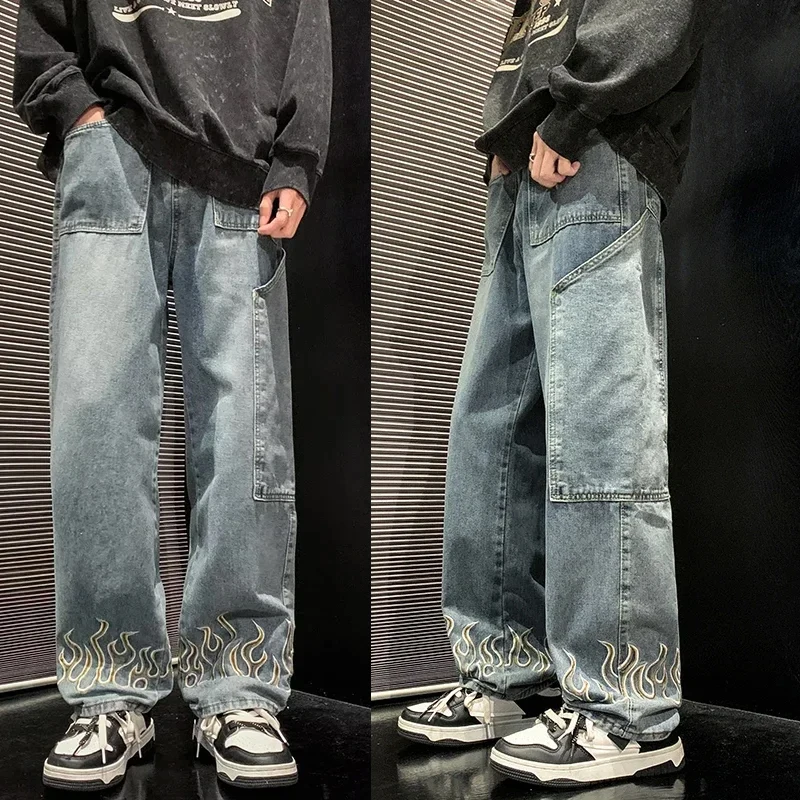 Мужские джинсы с индивидуальной вышивкой, мешковатая уличная одежда, джинсовые брюки в стиле Харадзюку в стиле хип-хоп, качественные брендовые прямые широкие мужские брюки
Мужские джинсы с индивидуальной вышивкой, мешковатая уличная одежда, джинсовые брюки в стиле Харадзюку в стиле хип-хоп, качественные брендовые прямые широкие мужские брюки