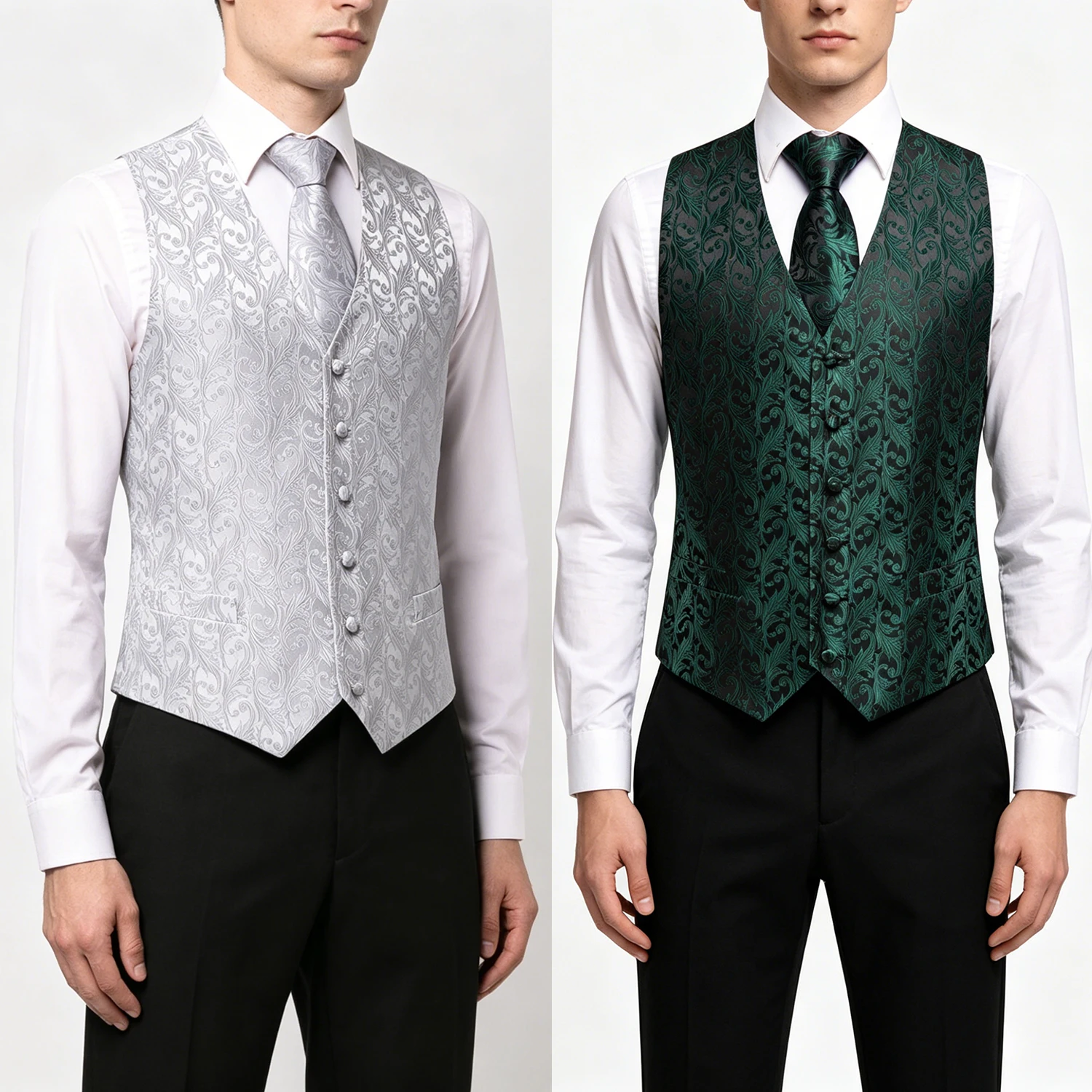 Men's Red Silver Grey Green Jacqaurd Vest Set Including Necktie Hankerchief Cufflinks Fit Wedding Prom Dinner Gift
Men's Red Silver Grey Green Jacqaurd Vest Set Including Necktie Hankerchief Cufflinks Fit Wedding Prom Dinner Gift