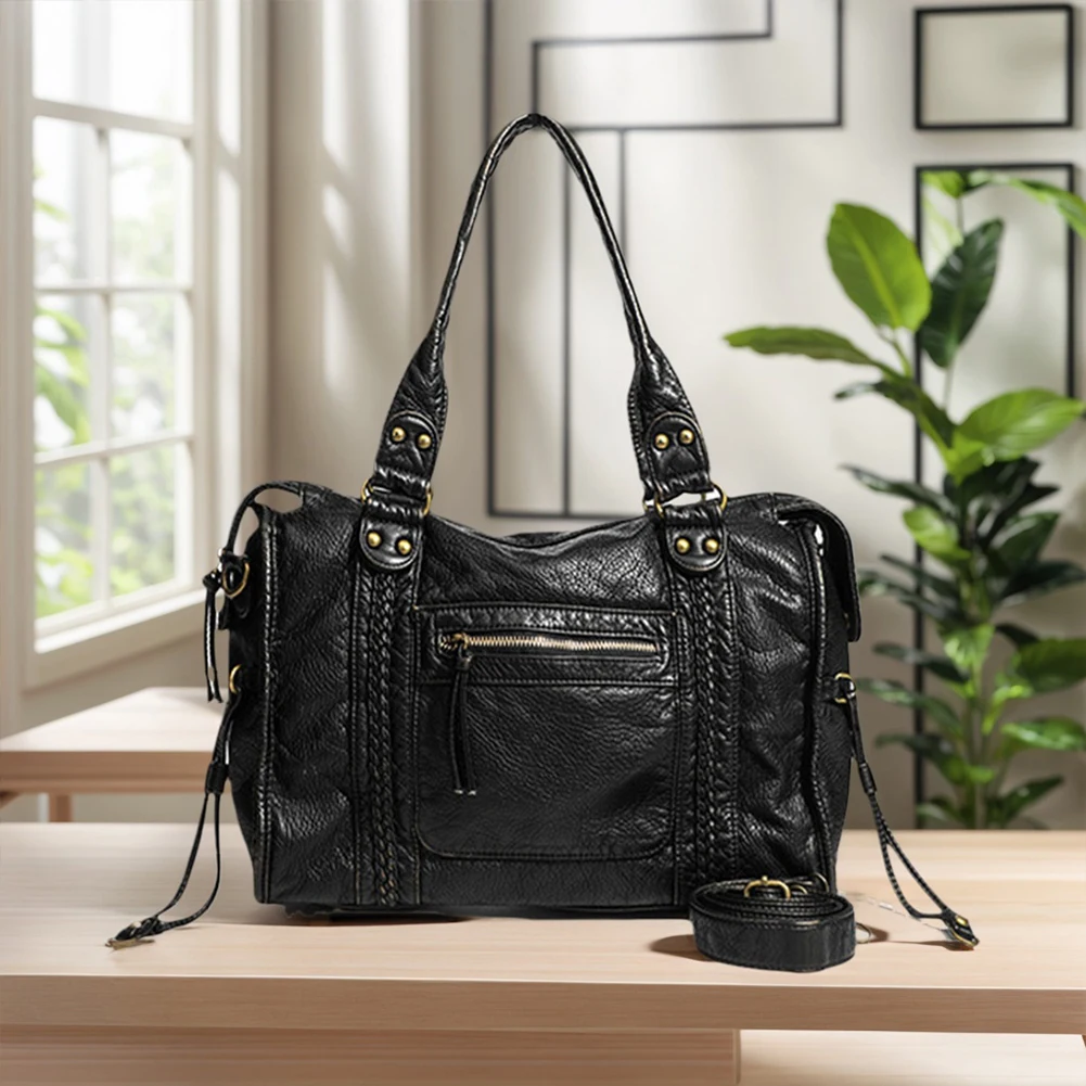 Women Leather Retro Shoulder Bag with Pockets Utility Handbags Shoulder Handbag Shopper Bag for Work Travel
Women Leather Retro Shoulder Bag with Pockets Utility Handbags Shoulder Handbag Shopper Bag for Work Travel