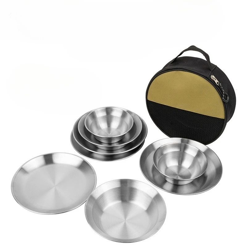 Outdoor Stainless Steel Plate Bowl 8-piece Set Camping Barbecue Plate, Soup Basin Plate Camping Tableware Self-driving Barbecue
Outdoor Stainless Steel Plate Bowl 8-piece Set Camping Barbecue Plate, Soup Basin Plate Camping Tableware Self-driving Barbecue