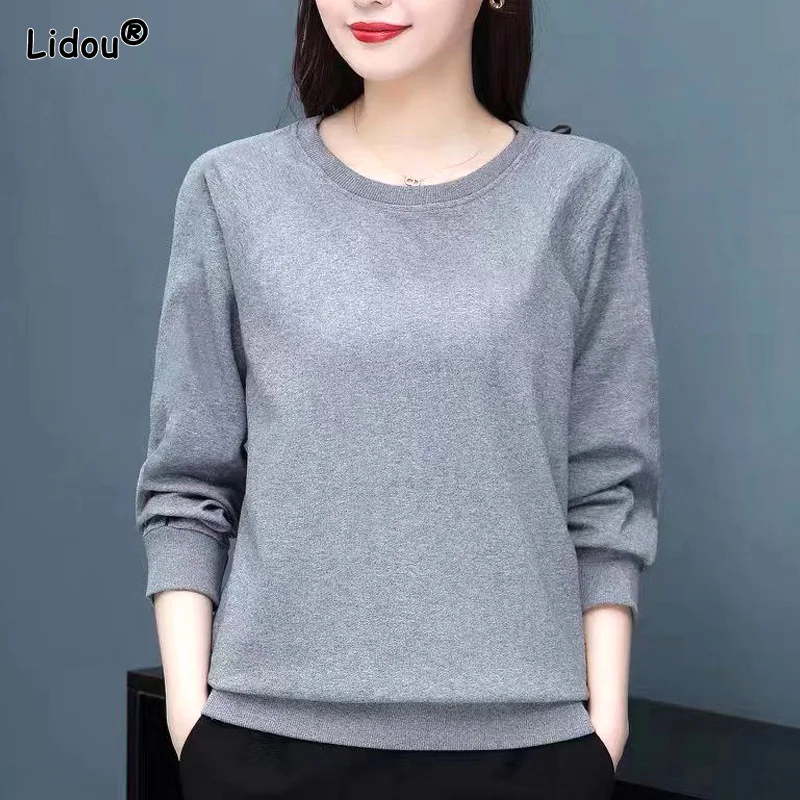 O-neck Loose Solid Color Long Sleeved Comfortable Trend All-match Tops Fashion New Casual T-shirts Simple Women's Clothing 2022
O-neck Loose Solid Color Long Sleeved Comfortable Trend All-match Tops Fashion New Casual T-shirts Simple Women's Clothing 2022