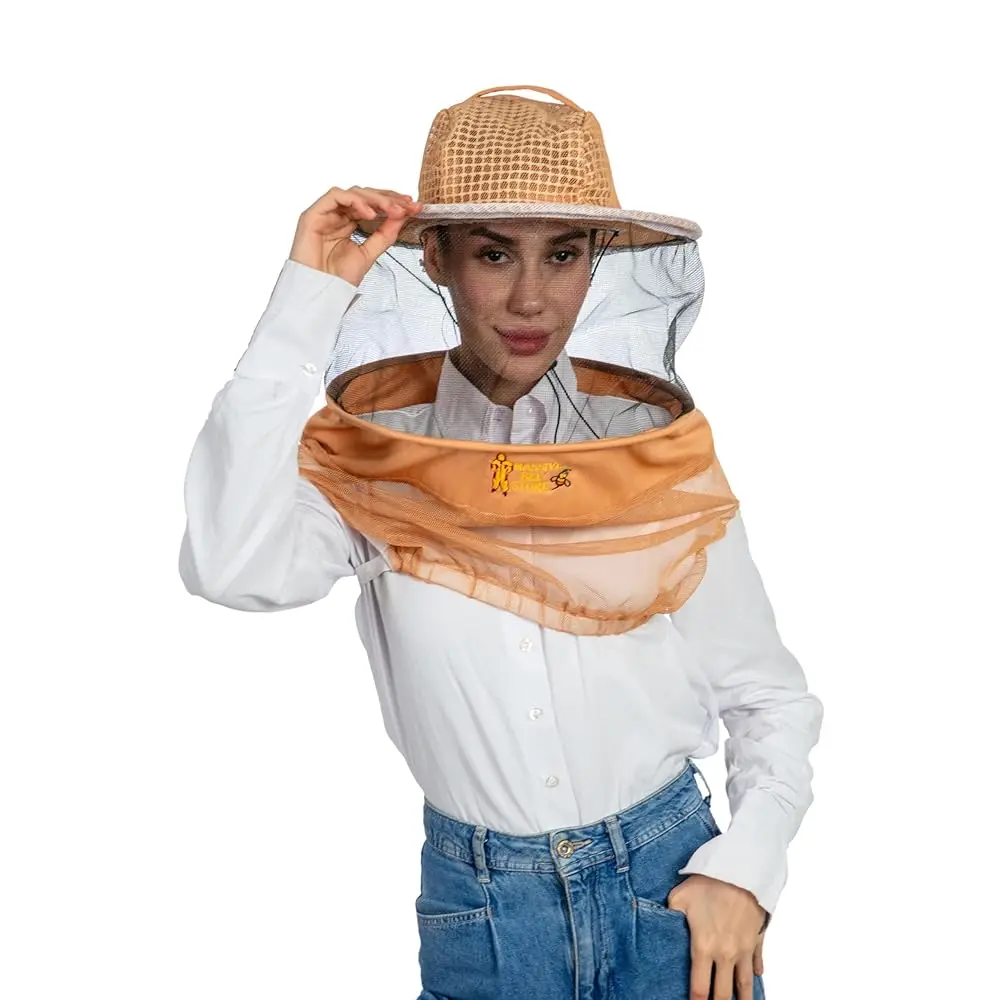 Three Layer Ventilated Beekeeping Veil in Round (3-Layer Hat, Sand/Peach)
Three Layer Ventilated Beekeeping Veil in Round (3-Layer Hat, Sand/Peach)