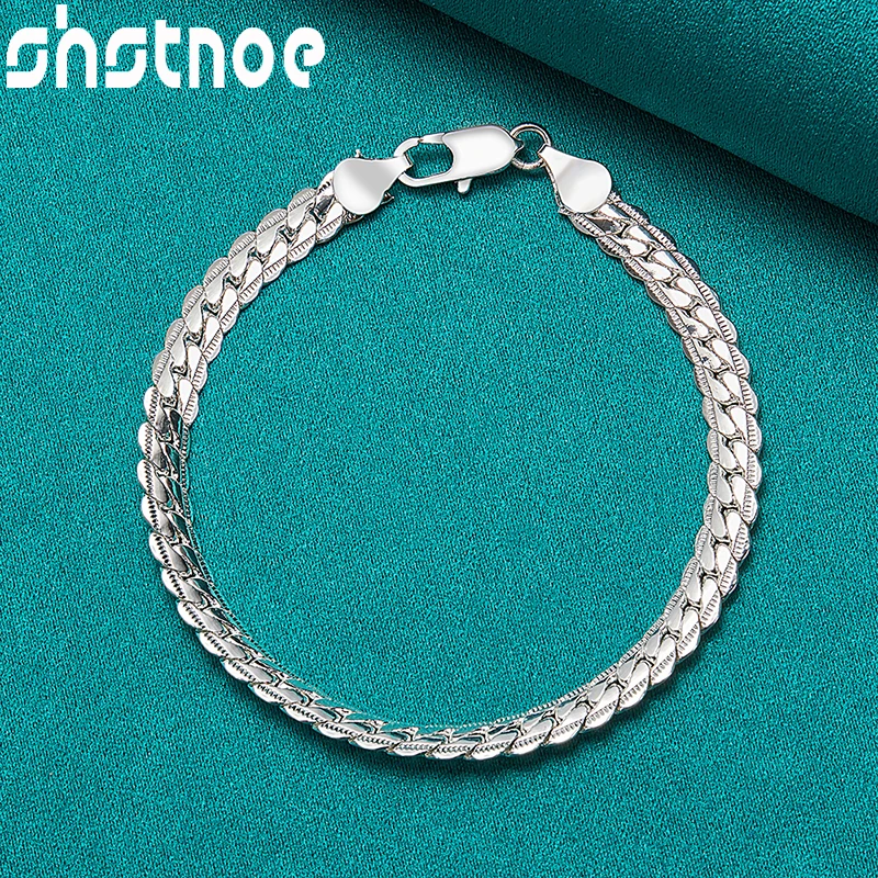 SHSTONE 925 Sterling Silver 6mm Side Chain Bracelet For Woman Man Party Engagement Wedding Birthday Charm Gift Fashion Jewelry
SHSTONE 925 Sterling Silver 6mm Side Chain Bracelet For Woman Man Party Engagement Wedding Birthday Charm Gift Fashion Jewelry