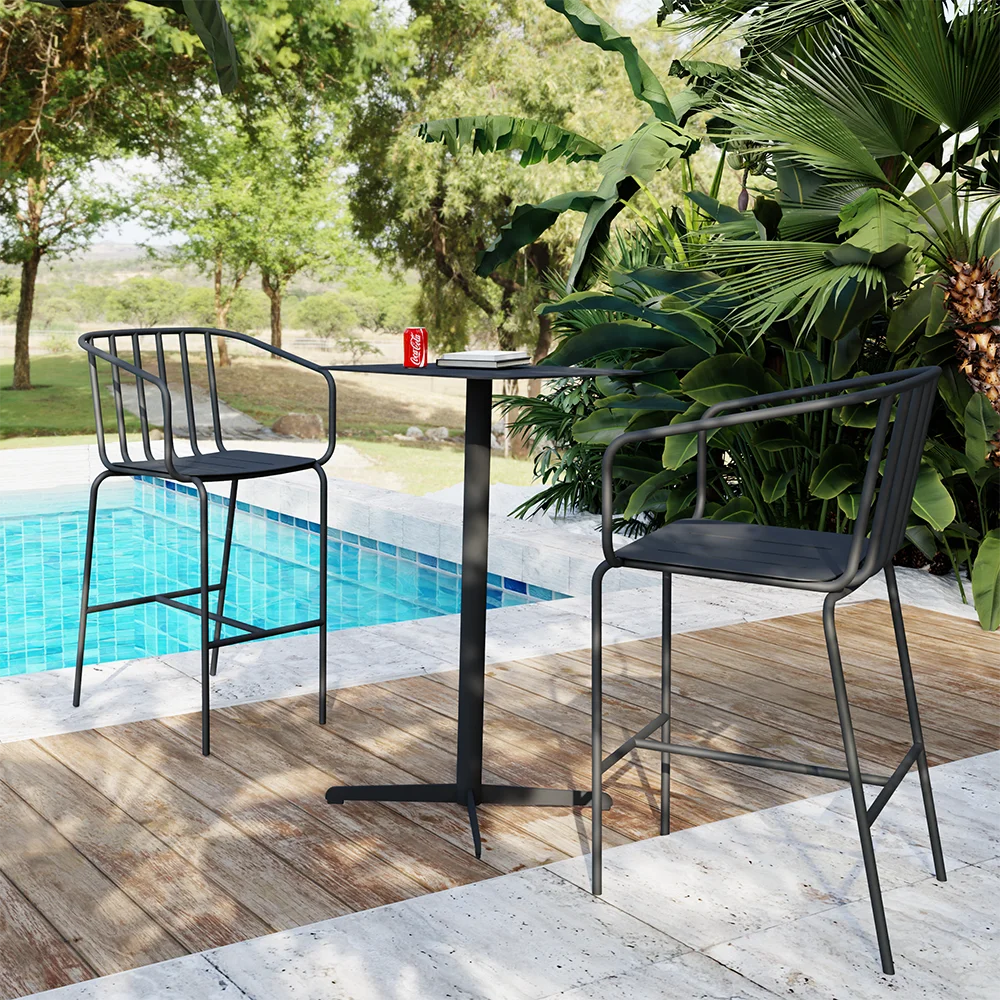 Modern Luxury High End Restaurant Home Hotel Patio Outdoor Dining High Bar Stools Aluminum Outdoor High Bar Chair And Table
Modern Luxury High End Restaurant Home Hotel Patio Outdoor Dining High Bar Stools Aluminum Outdoor High Bar Chair And Table