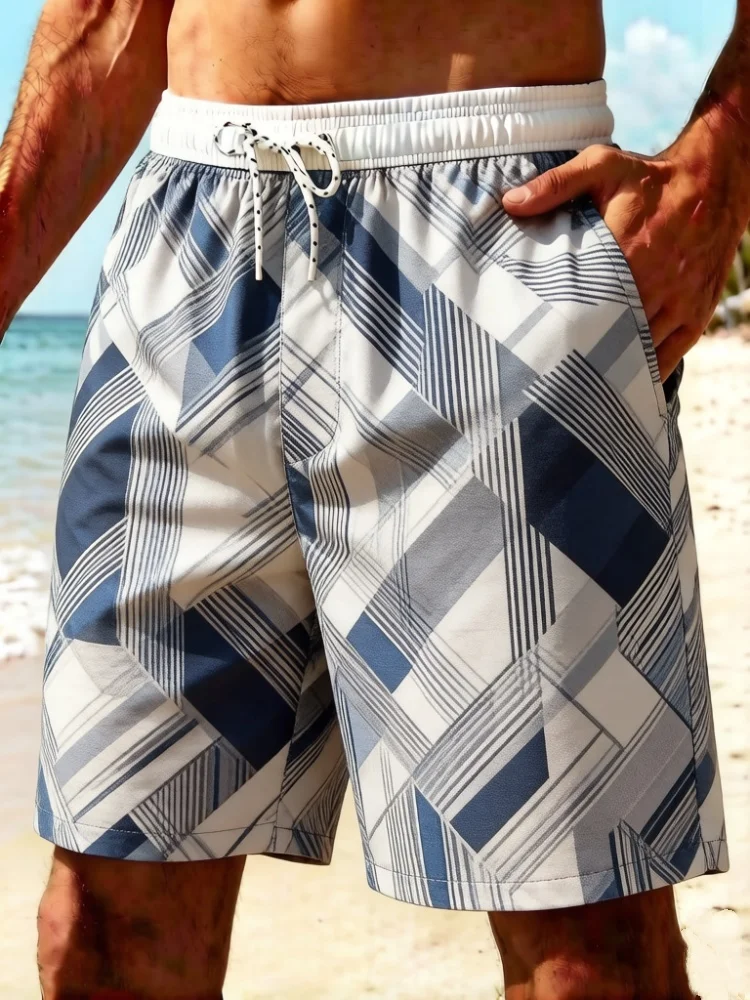 Plus Size Men Geometric Diagonal Stripe Print Drawstring Casual Shorts Elastic Waist Pockets Daily Wear Beach Shorts
Plus Size Men Geometric Diagonal Stripe Print Drawstring Casual Shorts Elastic Waist Pockets Daily Wear Beach Shorts
