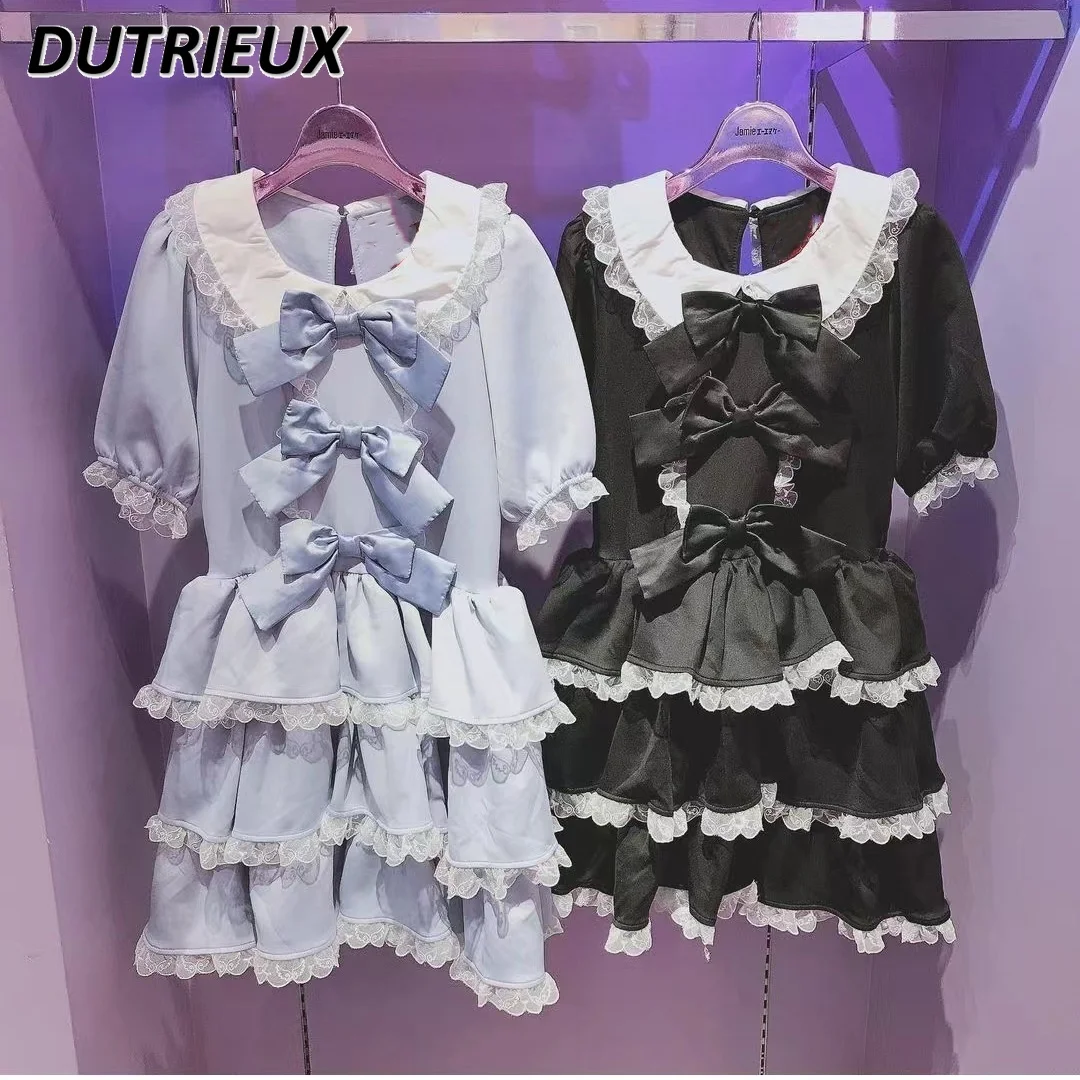Japanese Sweet Cool Lolita Dresses Women Sweet Lace Doll Collar Short Sleeve Ruffles Bow Cake Princess Dress Student Midi Dress
Japanese Sweet Cool Lolita Dresses Women Sweet Lace Doll Collar Short Sleeve Ruffles Bow Cake Princess Dress Student Midi Dress