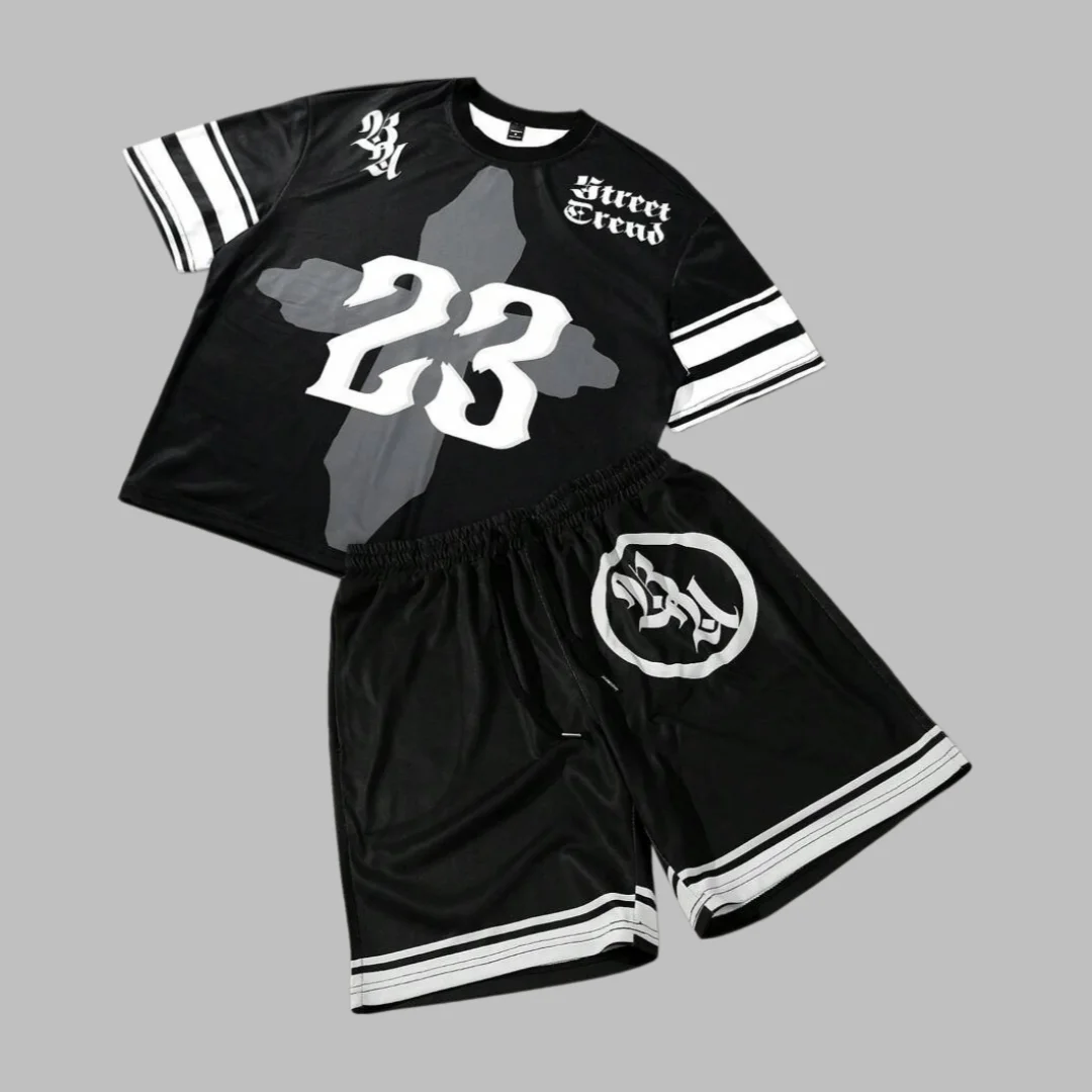 2026 Y2K American Street Basketball Retro Style Gothic Font & Cross Elements Men's T-Shirt Set Summer Dry-Fit T-Shirt & Shorts
2026 Y2K American Street Basketball Retro Style Gothic Font & Cross Elements Men's T-Shirt Set Summer Dry-Fit T-Shirt & Shorts