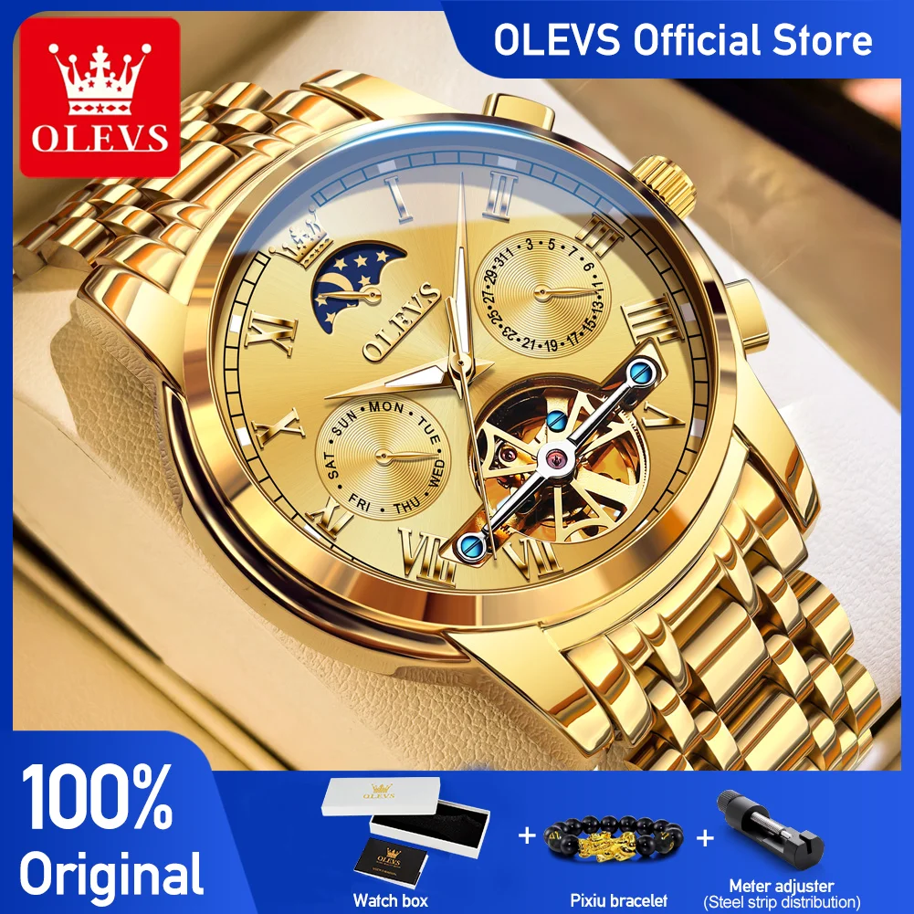 Мужские часы OLEVS 6617, бизнес-стиль, многофункциональный хронограф, фазы луны, водонепроницаемые, роскошные, светящиеся, автоматические, механические.
Мужские часы OLEVS 6617, бизнес-стиль, многофункциональный хронограф, фазы луны, водонепроницаемые, роскошные, светящиеся, автоматические, механические.