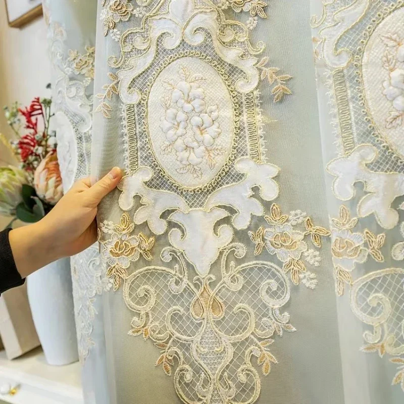 Embroidery Double-Layer European-Style Curtain Yarn Curtains for Living Room Bedroom Window Embossed Tulle Curtains Customize
Embroidery Double-Layer European-Style Curtain Yarn Curtains for Living Room Bedroom Window Embossed Tulle Curtains Customize