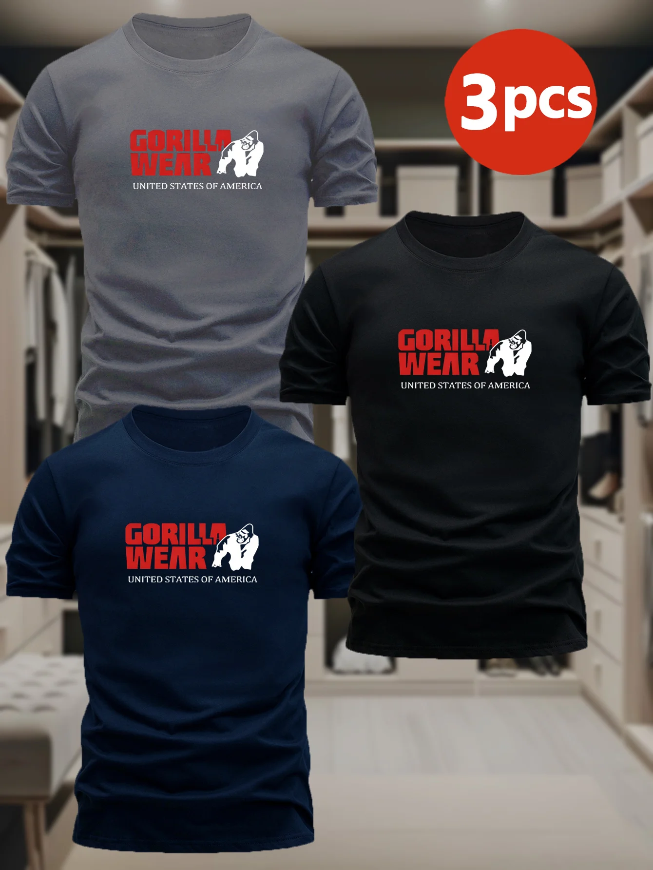 3pc Men's Fashion Printed Short-Sleeved T-Shirt with Gorilla Pattern Design - Fashionable and simple,suitableforvariousoccasions
3pc Men's Fashion Printed Short-Sleeved T-Shirt with Gorilla Pattern Design - Fashionable and simple,suitableforvariousoccasions