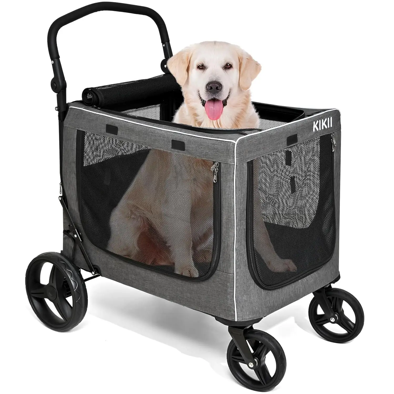 Extra Large Dog Stroller for Large & Medium Dogs, Adjustable Handlebar and Brakes, 4 Wheels, Reflective, Lightweight Folding
Extra Large Dog Stroller for Large & Medium Dogs, Adjustable Handlebar and Brakes, 4 Wheels, Reflective, Lightweight Folding