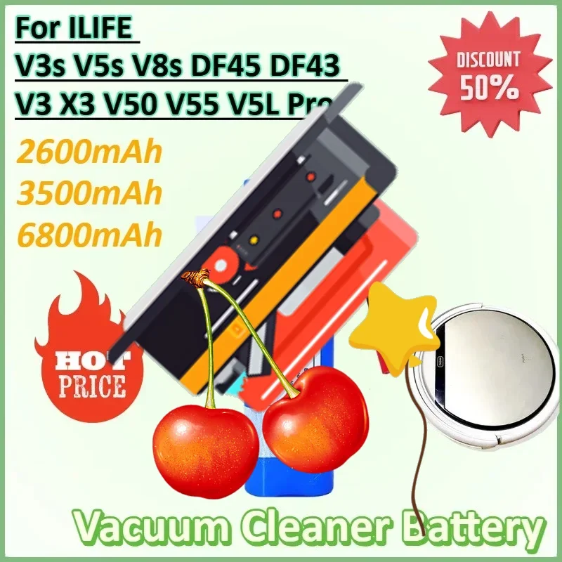 14.4V 6800mAh Rechargeable Battery for ILIFE V3s V5s V8s DF45 DF43 V3 X3 V50 V55 V5L Pro Robot Vacuum Cleaner Battery
14.4V 6800mAh Rechargeable Battery for ILIFE V3s V5s V8s DF45 DF43 V3 X3 V50 V55 V5L Pro Robot Vacuum Cleaner Battery
