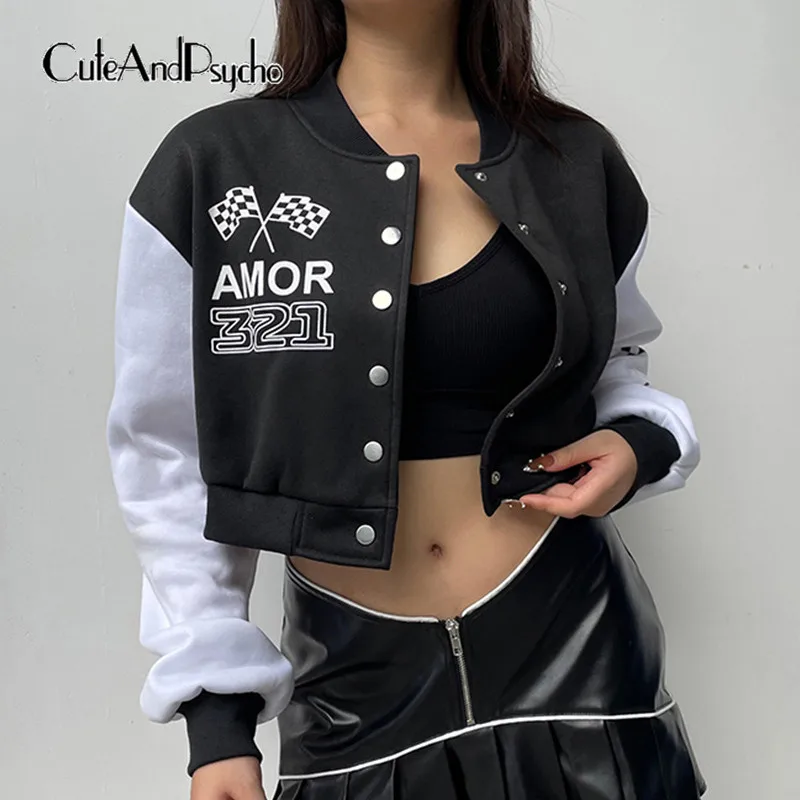 Cuteandpsycho Graphic Print Baseball Uniform Y2K Zip Up Chic Streetwear Button Coats Casual Vintage Crewneck Patchwork Jackets
Cuteandpsycho Graphic Print Baseball Uniform Y2K Zip Up Chic Streetwear Button Coats Casual Vintage Crewneck Patchwork Jackets