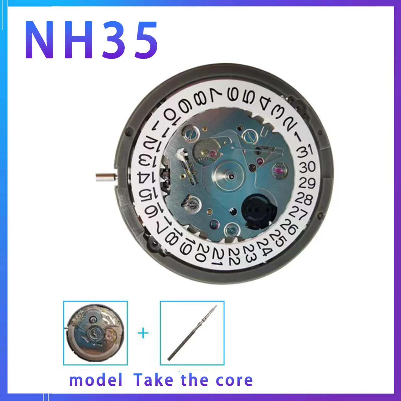 Watch parts fully automatic mechanical movement, suitable for NH35A movement, brand new original three needle single calendar
Watch parts fully automatic mechanical movement, suitable for NH35A movement, brand new original three needle single calendar