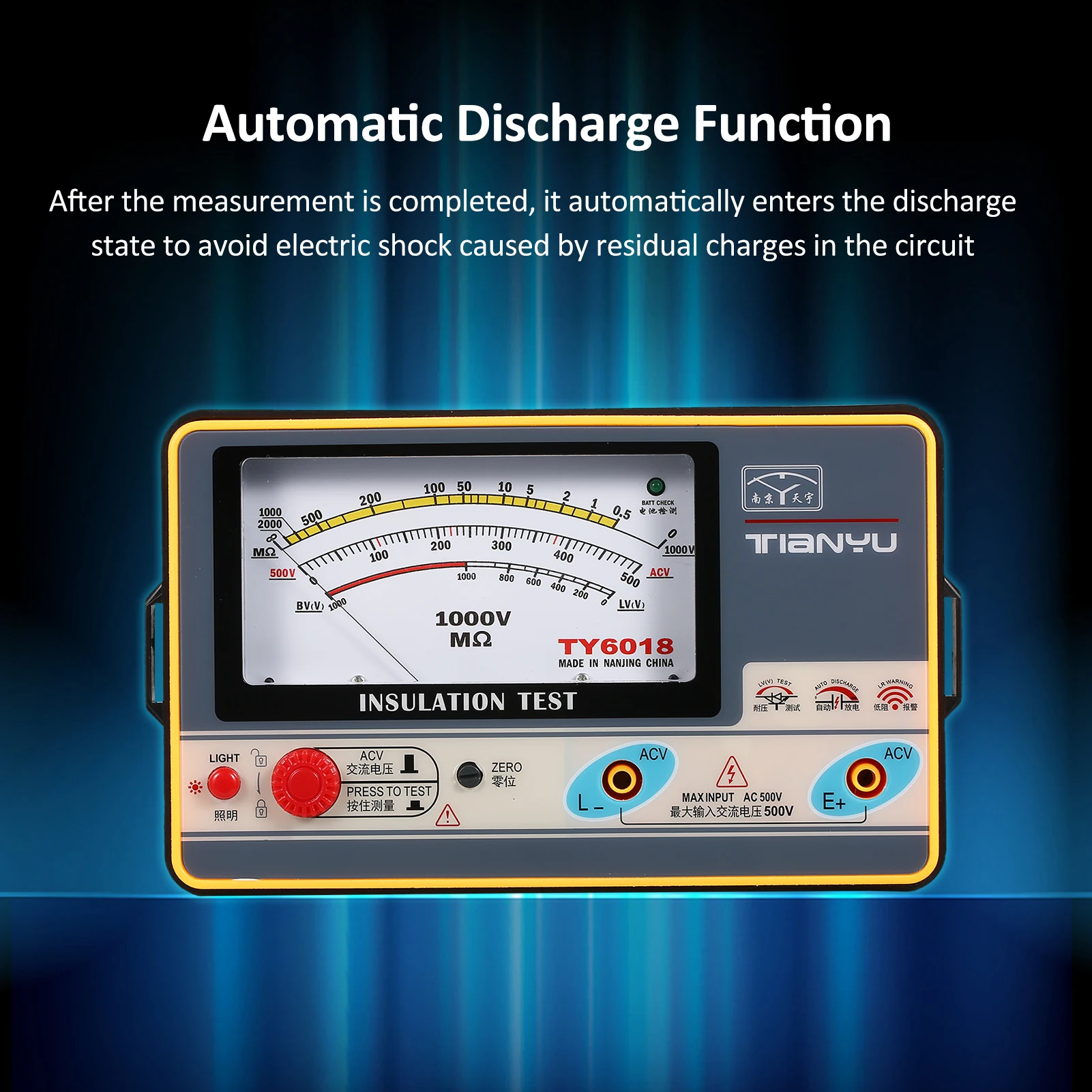 Insulation resistance meter, digital ohmmeter, handheld insulation tester, megohmmeter, 0-2000MΩ high-precision megohmmeter
Insulation resistance meter, digital ohmmeter, handheld insulation tester, megohmmeter, 0-2000MΩ high-precision megohmmeter