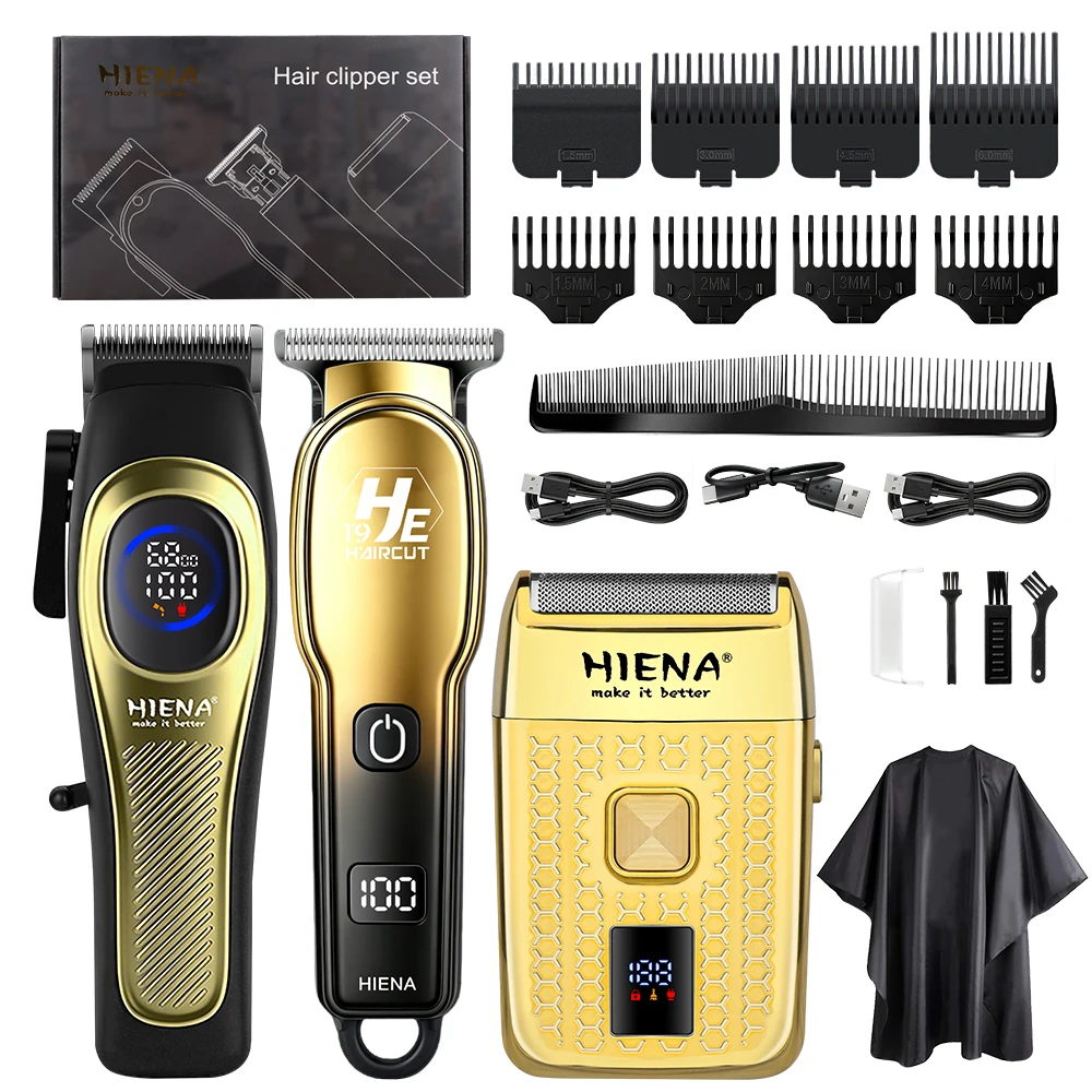 HIENA 3-in-1 Hair Clipper Set, Cordless Trimmer & Shaver Kit with LCD Display, 8 Guide Combs for Men
HIENA 3-in-1 Hair Clipper Set, Cordless Trimmer & Shaver Kit with LCD Display, 8 Guide Combs for Men