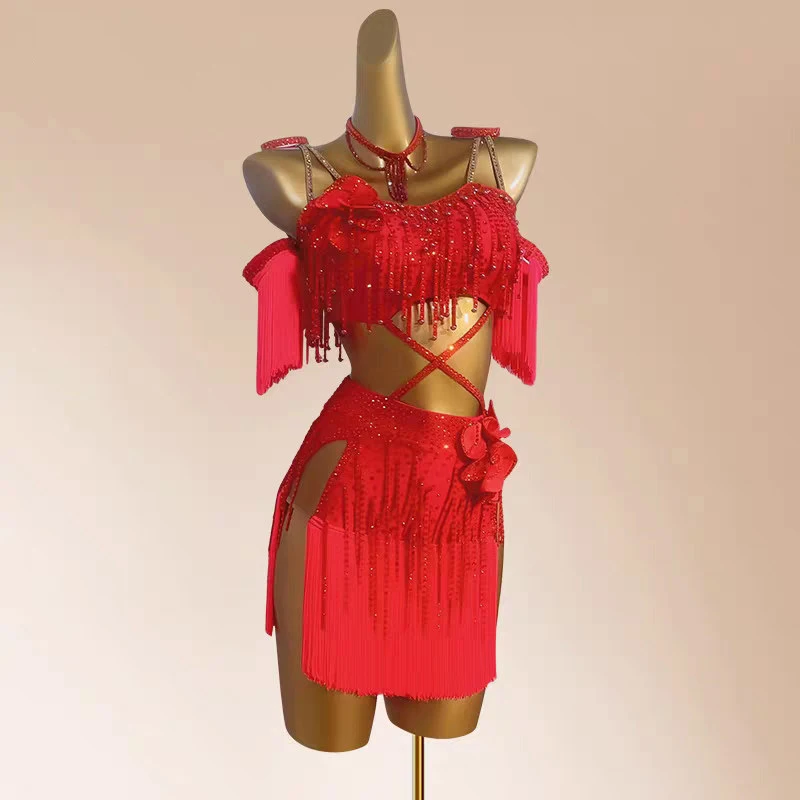 Kids Latin Dance Comptition Clothing Rhinestone Dress Red Tassel Sexy Dress Girls Women Cha Cha Performance Costume DNV26748
Kids Latin Dance Comptition Clothing Rhinestone Dress Red Tassel Sexy Dress Girls Women Cha Cha Performance Costume DNV26748