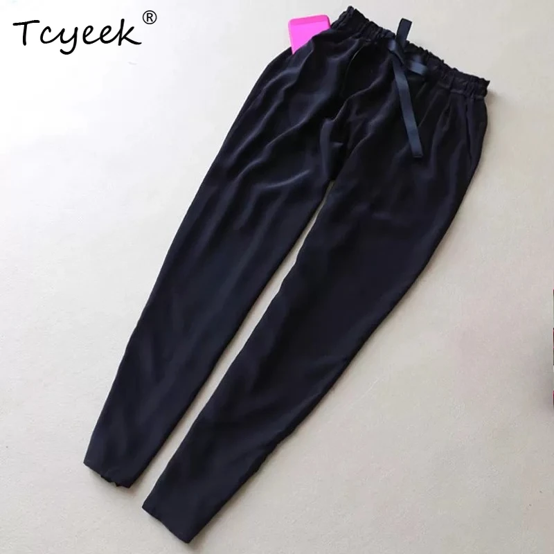 Tcyeek 100% Mulberry Silk Harem Pants Women Summer Clothes Black Pants Casual Long Trousers Woman Casual Pantalones De Mujer
Tcyeek 100% Mulberry Silk Harem Pants Women Summer Clothes Black Pants Casual Long Trousers Woman Casual Pantalones De Mujer