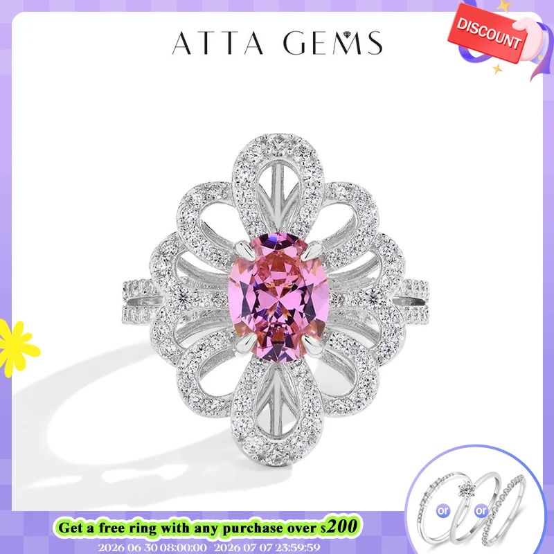 ATTAGEMS Luxury D VVS1 Moissanite Rings for Women Created Pink Zircon S925 Sterling Silver Flower shape Engagement Wedding Gift
ATTAGEMS Luxury D VVS1 Moissanite Rings for Women Created Pink Zircon S925 Sterling Silver Flower shape Engagement Wedding Gift